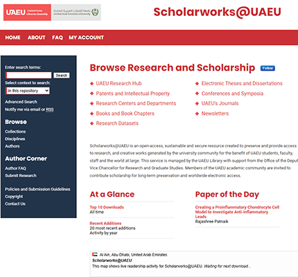 Scholarworks at UAEU interface portal 